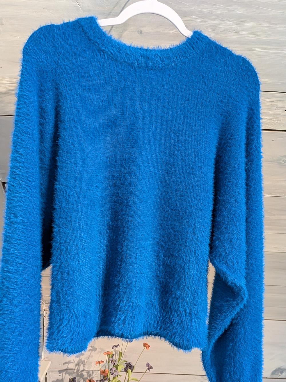 Vici Electric Blue Fuzzy Crewneck Sweater